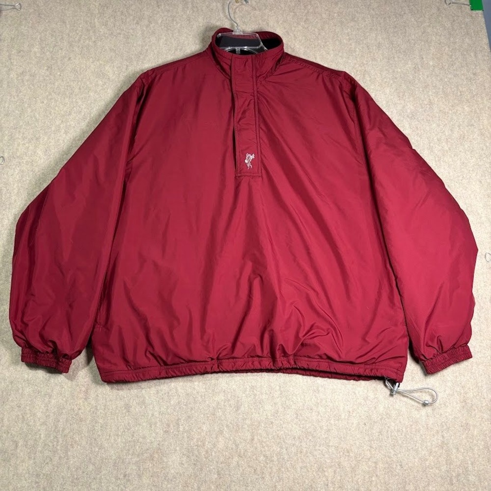 Ashworth Windbreaker Jacket Mens Large Red Polyester Golf Pullover Vintage 90s